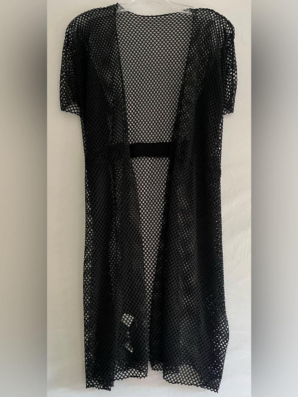 Black Fishnet Maxi Duster Vest // Edgy Grunge Mesh
